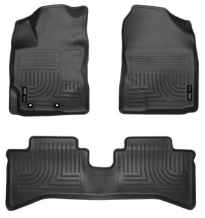 Toyota Prius c Floor Liners - Front + Rear - Husky Liners - WeatherBeater - Black - 2012